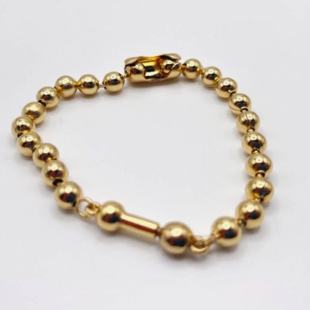 Uno de 50 Beaded Bracelet thin 18K Gold Plated Beads SZ S Small No charms READ